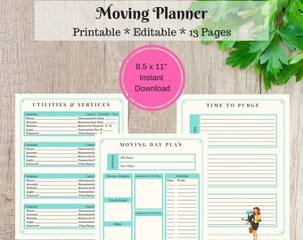 Moving Planner - Relocation Printable - Moving Checklist - Room Planner - PDF Printable
