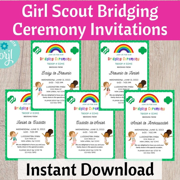 Bridging Ceremony Invitations - Girl Scouts - Printable Instant Download | #101