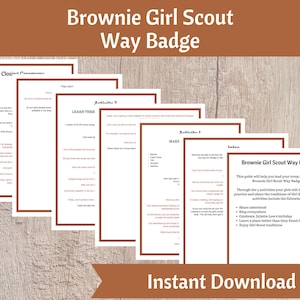 Kit de actividades de la insignia Brownie Girl Scout Way / Organizador de tropas de Girls Scout imprimible