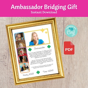 Scout Bridging Gift Ambassador to Adult Keepsake Scout Graduation Gift Troop Leader Printable Instant Download