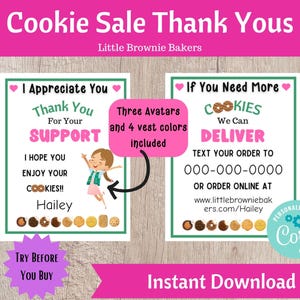 Scout Cookie Sale THANK You Tags (LBB), Several Avatars to choose from