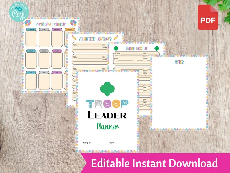 Troop Leader Planning Binder | Scout Troop Organizer Printable Meeting ...