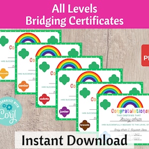 Scout Bridging Certificates - All Levels Daisy to Adult Bridging Ceremony Printable Troop Leader Resource Instant Download | #101