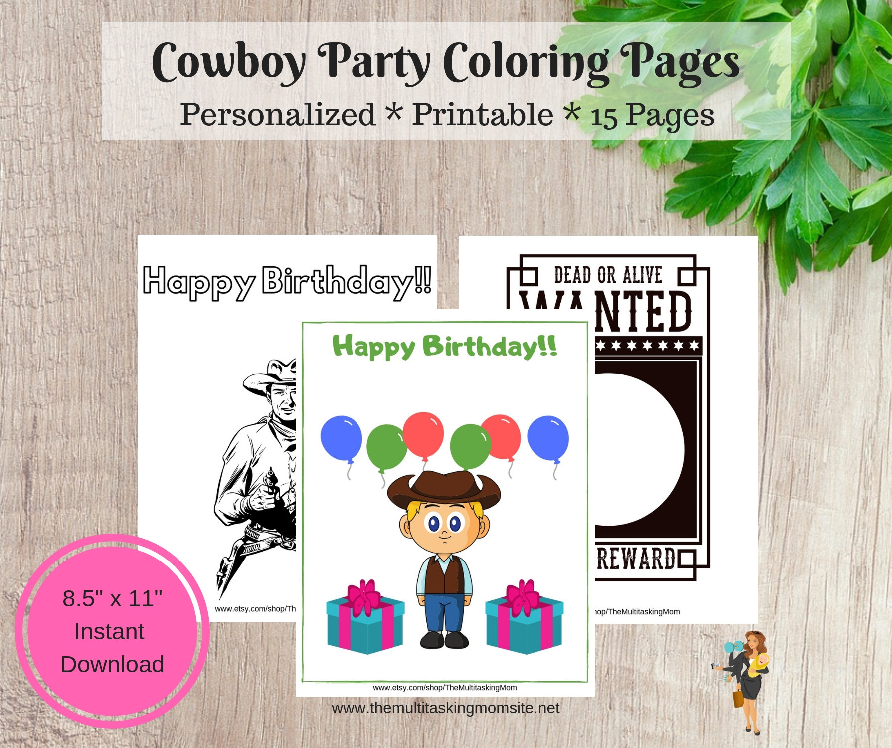 Cowboy Party Coloring Pages, Activity Pages, Birthday Party Activity ...
