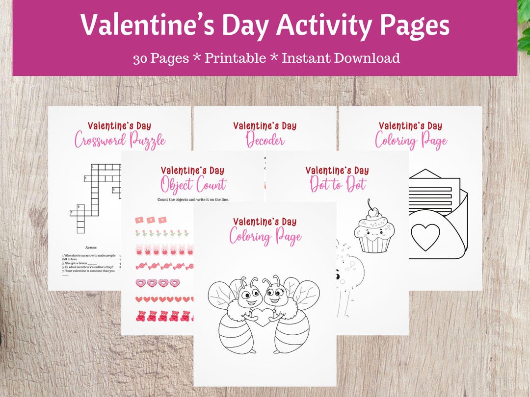 Valentine's Day Activity Pages - Printable - Instant Download ...