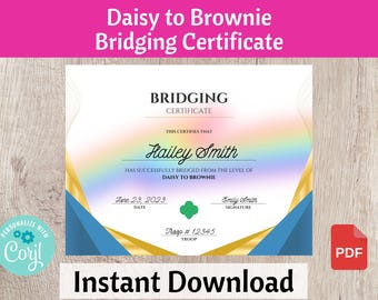 Daisy to Brownie-overbruggingscertificaat Scouts overbruggingsceremonie Afdrukbare troepleider Resource Instant Download | #102