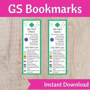 Girl Scout Gesetz und Versprechen Lesezeichen - Printable Instant Download