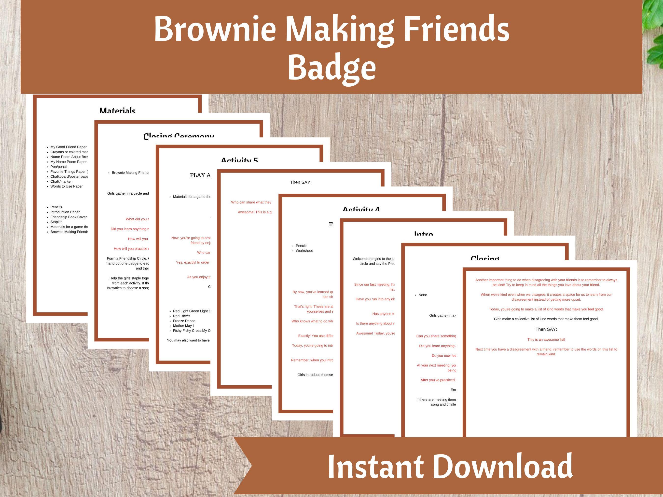 Brownie Making Friends Badge Activity Kit | Girls Scout Troop Organizer ...