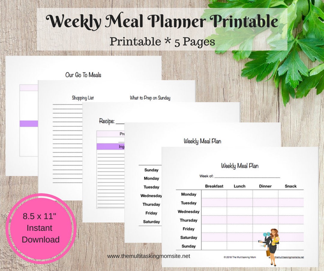 Weekly Meal Planner Printable - Etsy