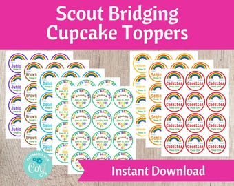 Adornos para cupcakes con forma de puente de los scouts / Organizador de tropa de los scouts Decoraciones para ceremonias imprimibles Ceremonia de los scouts y golosinas de cumpleaños