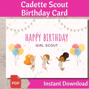 Cadette Scout Birthday Greeting Card - Scout Leader Resource PDF Printable Instant Download