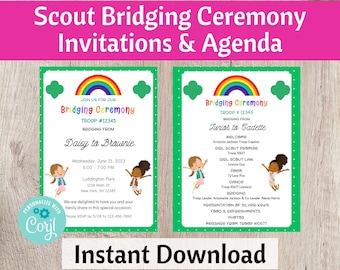 Uitnodiging en agenda voor overbruggingsceremonie - Scout Leader Resource - afdrukbare directe download | #101
