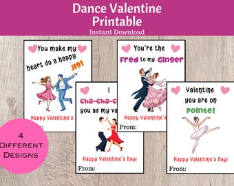 子供向けの教室用バレンタインデーカード（印刷可能）｜ダンスバレンタイン｜バレンタインタグ（印刷可能）｜キャンディなしバレンタイン