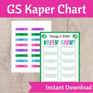 Girl Scout Kaper Chart Editable Troop Leader Organization Printable ...
