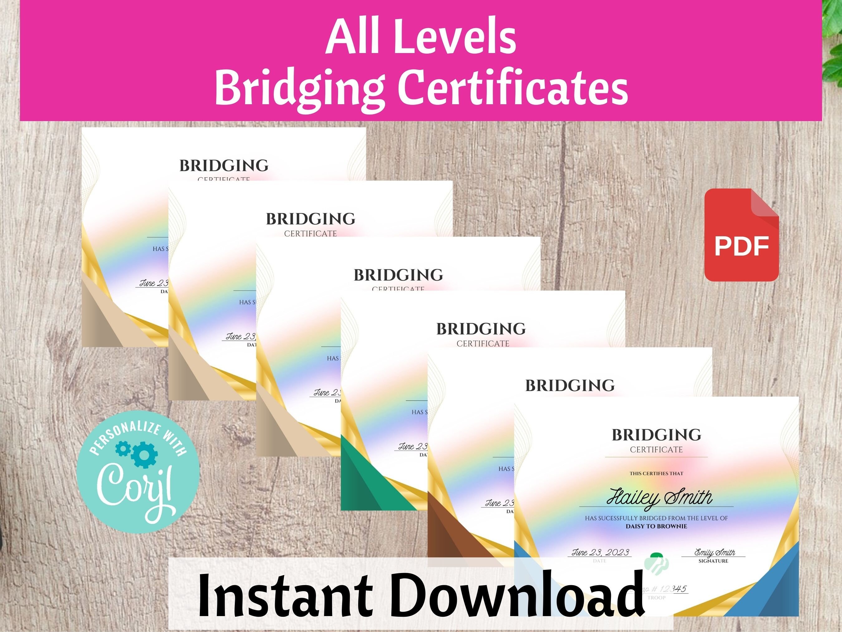 Girl Scout Bridging Certificates All Levels Daisy to Adult Bridging ...