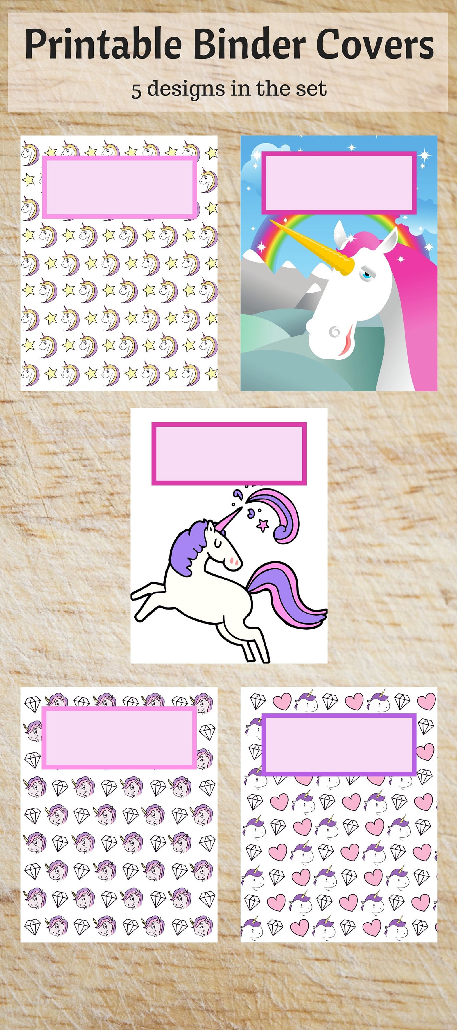 Printable Binder Covers Unicorn Etsy