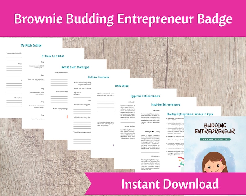 Brownie Budding Entrepreneur Badge Activity Kit Girls Scout Troop