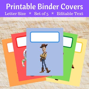 Toy Story 4 Printable Binder Covers for School Editable Home Office Binder Organization
