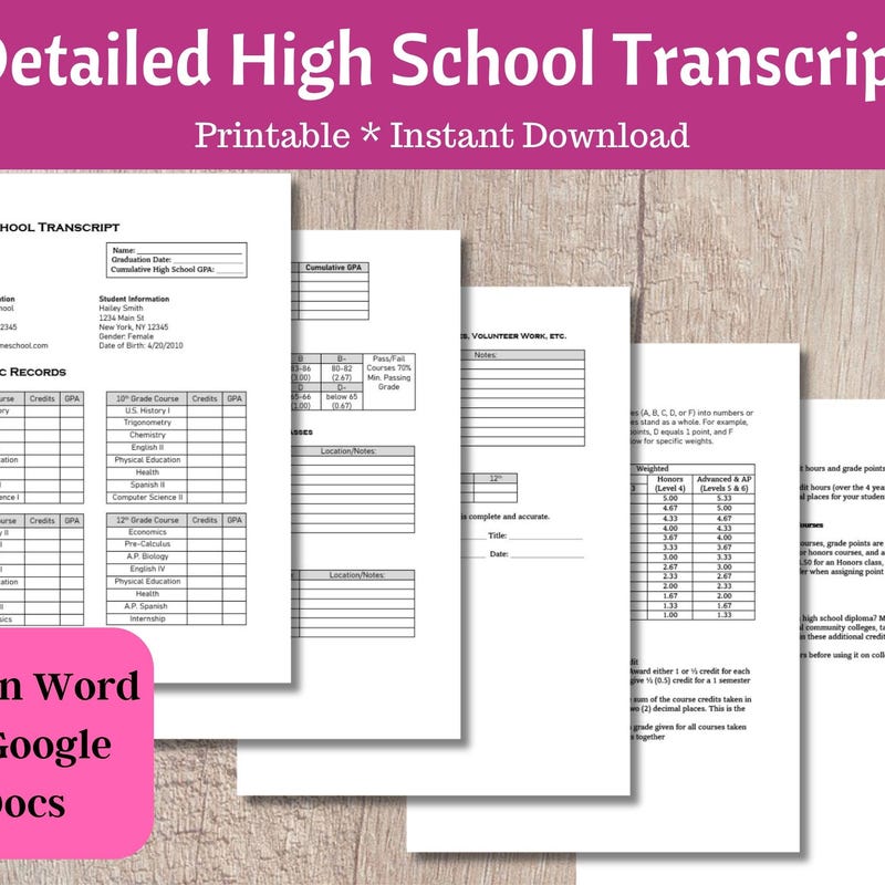 Middle School Transcript - Etsy