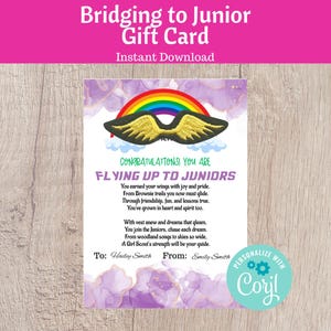 Überbrückung zu Junior Geschenk Karte Truppe Führer Ressourcen Pfadfinderin Geschenk - Printable Instant Download