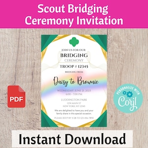 Bridging Ceremony Invitation - Scout Leader Resource - Printable Instant Download | #102