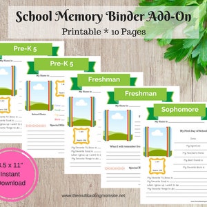 School Memory Binder Add-On