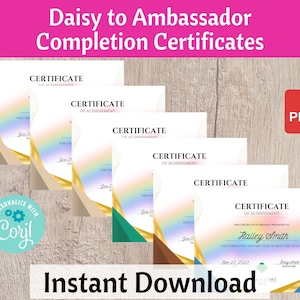 Girl Scout Certificates of Completion - Daisy to Ambassador Bridging Ceremony Printable Troop Leader Resource Instant Download | #102