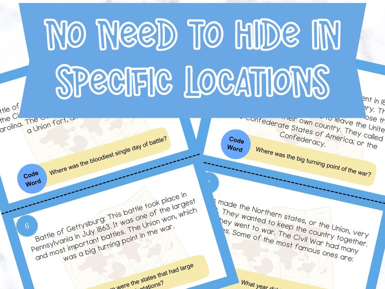 Civil War Classroom Activity - Civil War Scavenger Hunt Game ...