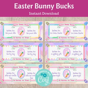 Easter Bunny Bucks Printable | Fun Easter Basket Filler & Egg Hunt Prize