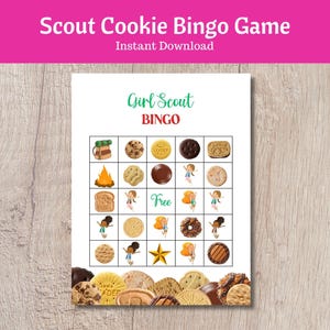 Scout Cookie Bingo Game Meeting Activity - Printable Instant Download