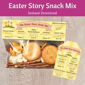 Easter Story Snack Mix Printable Bag Topper | Oster-Leckereien, Ostergeschenk, Osterhandwerk für Kinder.