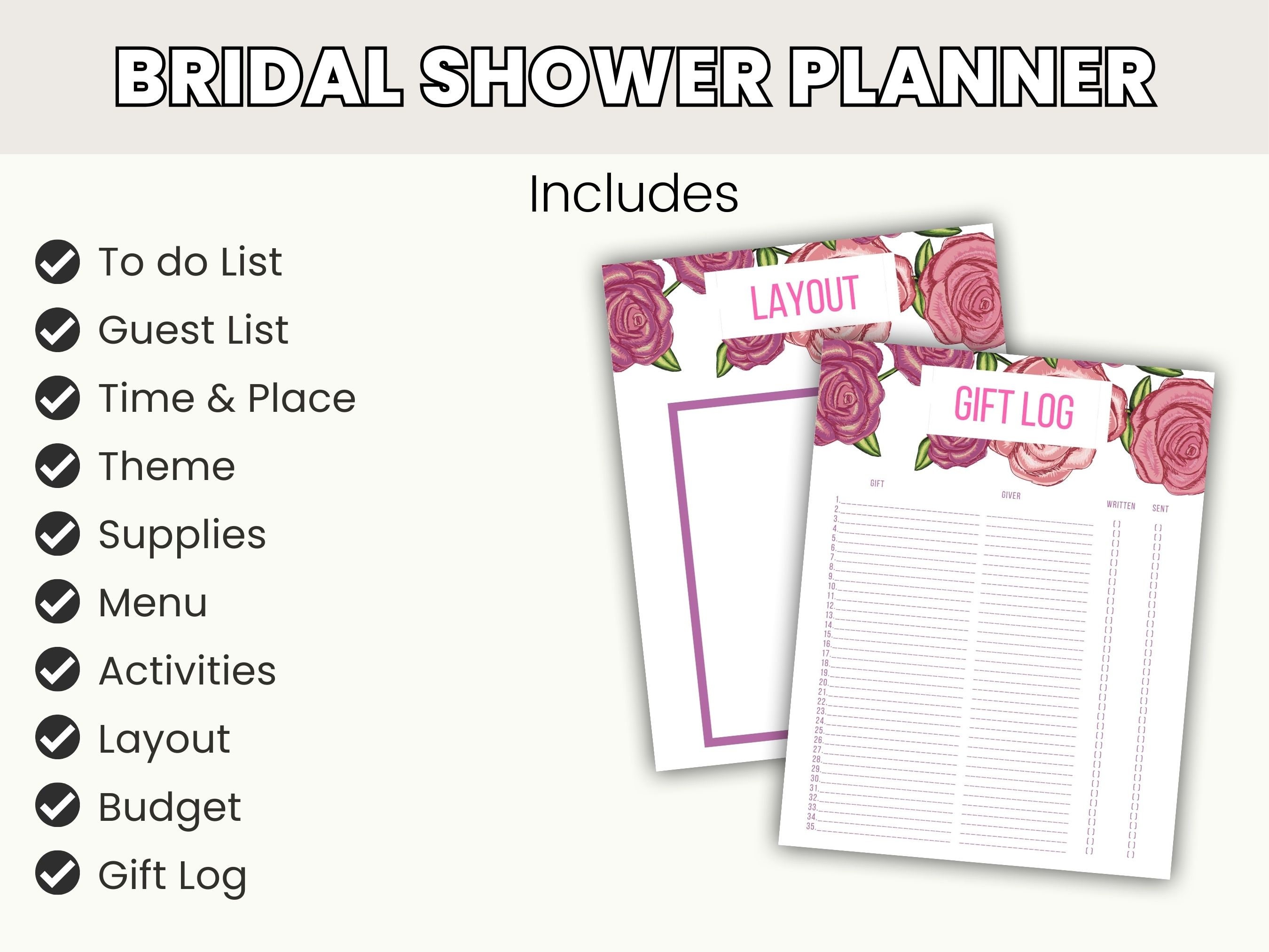 Bridal Shower Planner Printable Instant Download - Etsy