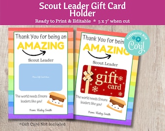 Porte-cartes cadeau pour chef scout, cadeau de fin d'année - cadeau pour chef de troupe imprimable