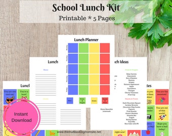 School Lunch Kit Printable Meal Planner and Lunch Box Notes Instant Download