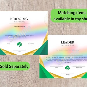 Girl Scout Bridging Certificates All Levels Daisy to Adult Bridging ...