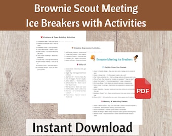 40 Brownie Meeting Ice Breakers with Activities and Questions - Printable Instant Download