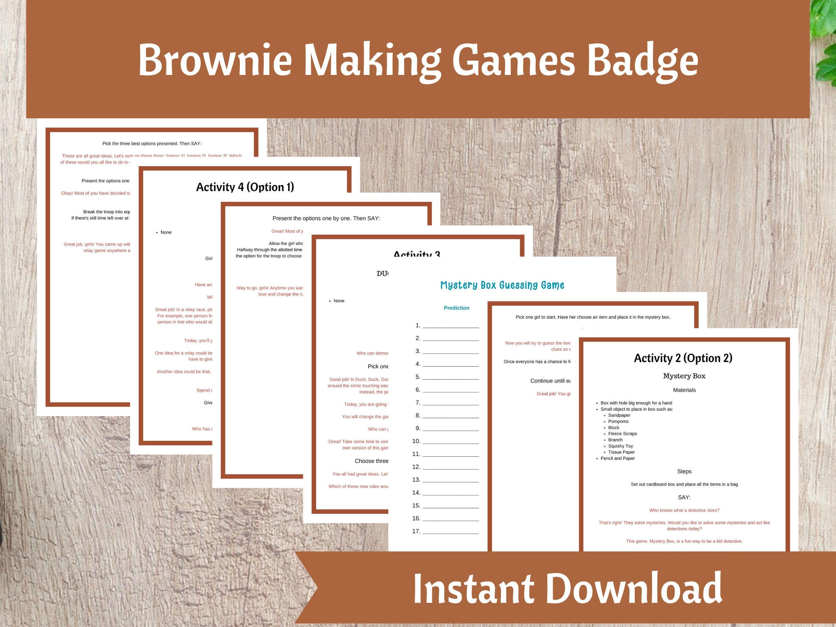 Brownie Making Games Badge Activity Kit | Girls Scout Troop Organizer ...