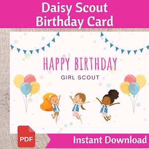 Daisy Scout Birthday Greeting Card - Scout Leader Resource PDF Printable Instant Download