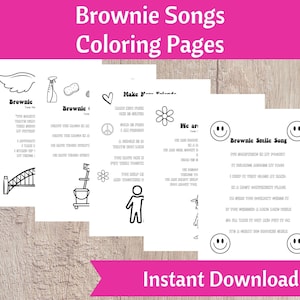 Brownie Songs Coloring Pages Including The Law and Promise Printable Meeting Activity Ice Breaker Instant Download