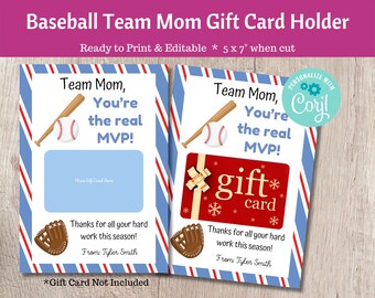 Porte-cartes cadeau pour maman de l'équipe de baseball, cadeau de fin de saison - cadeau pour maman de l'équipe de softball imprimable