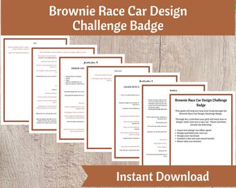 Activiteitskit badge racewagen brownie raceauto | Organisator scoutingroep meisjes afdrukbaar