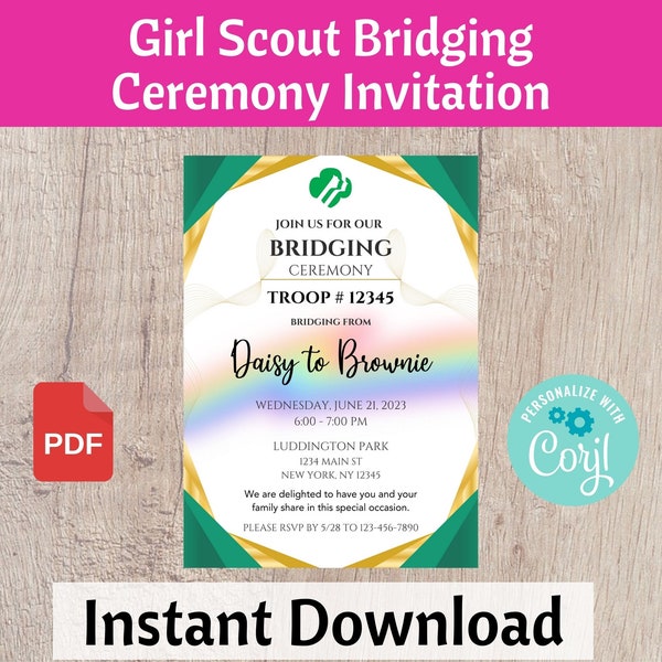 Bridging Ceremony Invitation - Girl Scouts - Printable Instant Download | #102