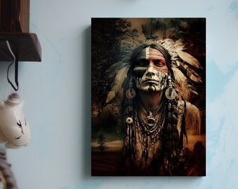 Small Canvas Native American Art, Affordable Gift size 8'' x 12 x 1.5'' Premium Stretched Canvas. Lots of choice and a great Xmas gift idea