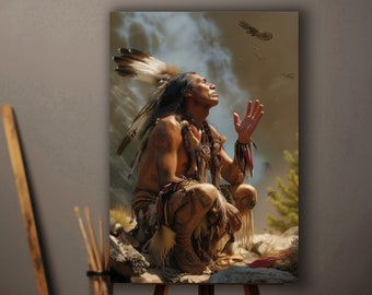 Spirit Guides, Native American Art, prayer blessing. First Nations people, shaman, Great Spirit, spiritual art, tribal art