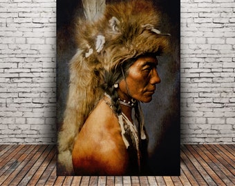 Native American Art Print or Canvas 'Yellow Kidney' Native American Indian, medicine man, Indigenous, #nativeamericanheritagemonth.