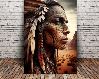 Native American Woman, Respect, Art Print or Canvas, strong woman, Inspirational Art, Native American Art, Tribal Spirits Art.