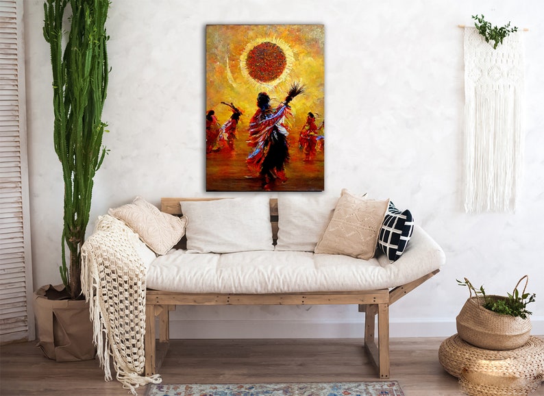 SUN DANCE Native American Art Print or Canvas Wrap. Native American Dance, Native American Culture, abstract art, vibrant art image 9