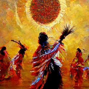 SUN DANCE Native American Art Print or Canvas Wrap. Native American Dance, Native American Culture, abstract art, vibrant art image 2