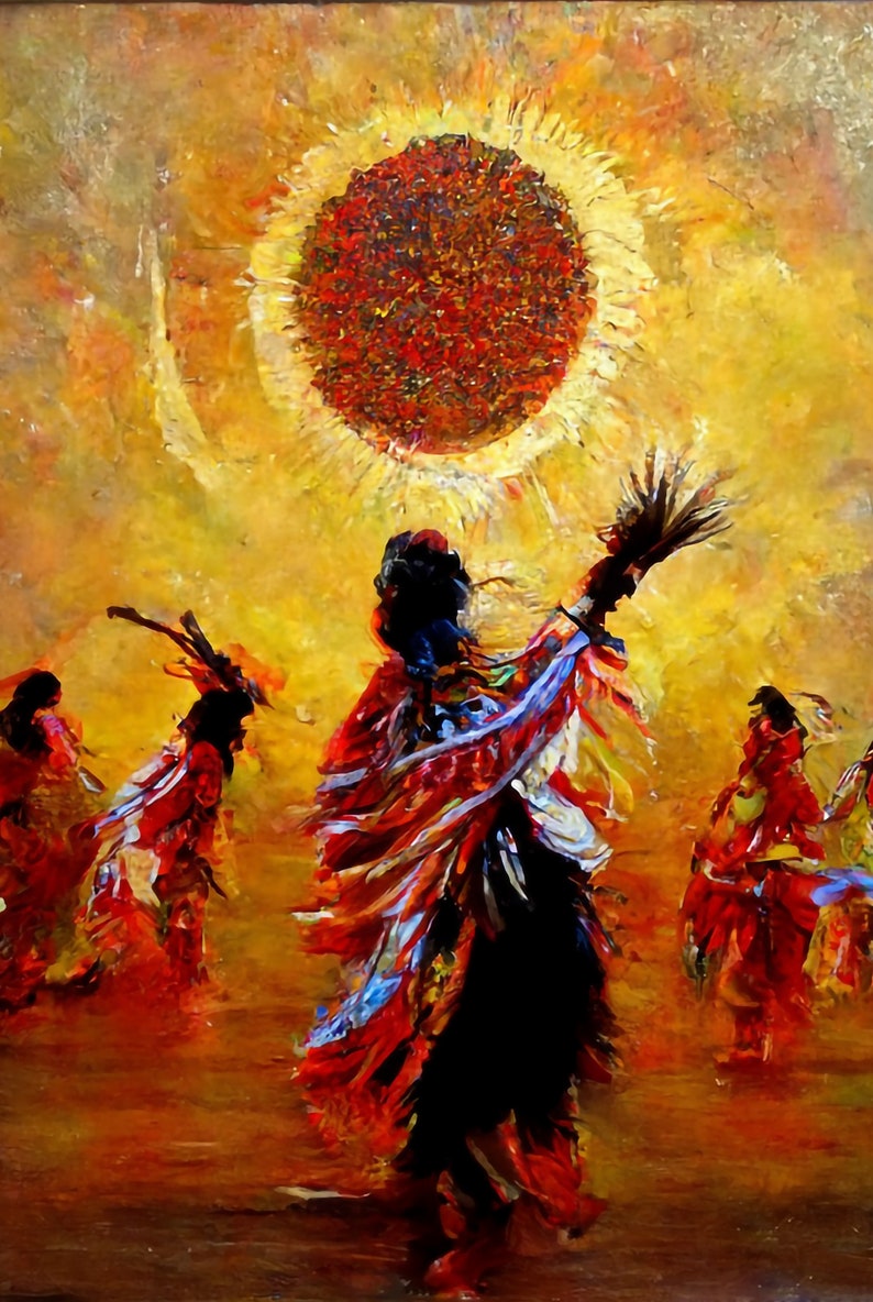 SUN DANCE Native American Art Print or Canvas Wrap. Native American Dance, Native American Culture, abstract art, vibrant art image 2