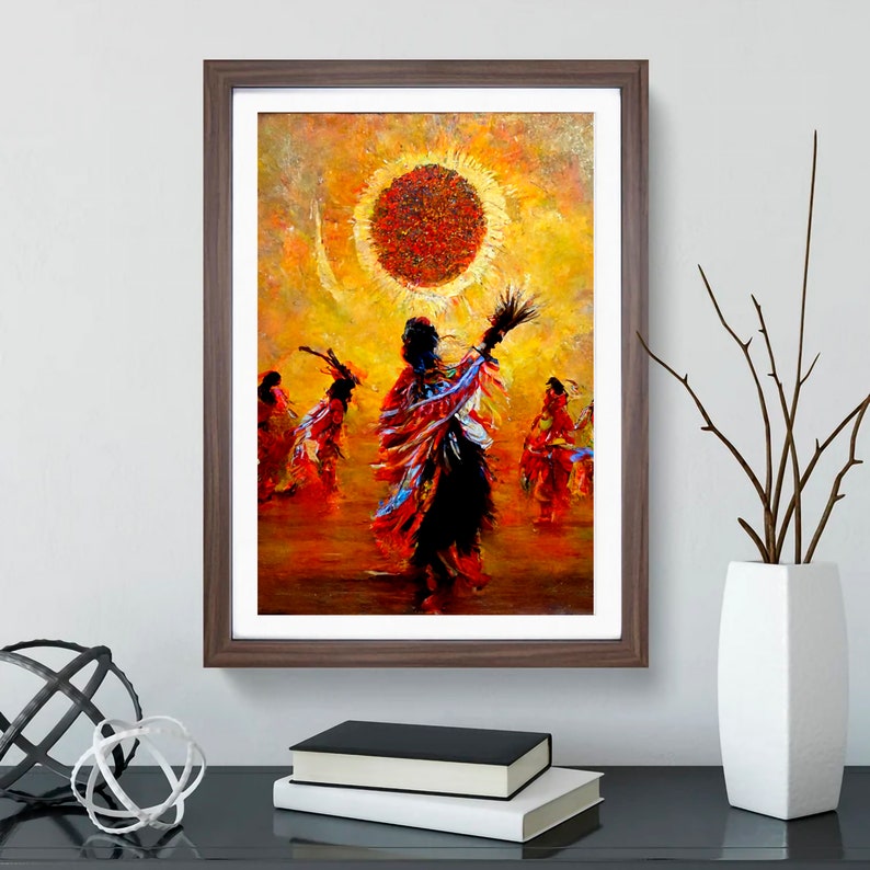 SUN DANCE Native American Art Print or Canvas Wrap. Native American Dance, Native American Culture, abstract art, vibrant art image 3